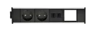 ABL 2M20F2F4- Розеточная станция серии Link с 2 розетками, 2xUSB-A и 1 слотом для IMP, черная с серебристым (2M200209)