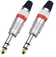 Taverlab P1084-Orange - Разъём прямой, кабельный, никелированный, джек 6.35мм симметричный "папа" (корпус цинковый сплав, оранжевый)