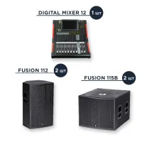 Комплект FUSION M - Активный 12" Pole Mount комплект с точечными источниками для небольших мероприятий, баров, клубов и маленьких банкетных залов с цифровым микшером [100-150 человек]