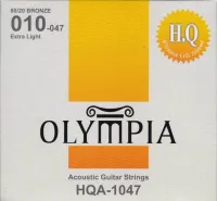 Olympia HQA 1047 High Quality Acoustic 80/20 Bronze струны для акустических гитар, 6 струн, натяжение Extra Light, сердечник американская сталь, калибры струн .010, .014, .023w, .030w, .039w, .047w