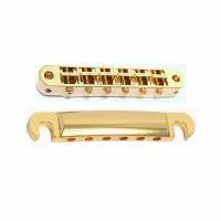 TOM001-GD комплект струнодержателя Tune-o-matic, межструнное расстояние 52,5 мм, с втулками и опорами, золото, Donlis