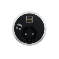 ABL 2F20F1F4- Встраиваемая розетка серии Port El с 2xUSB-A и 1xRJ45 Cat6A, черная (2F200119)