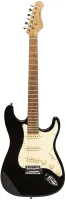 STAGG SES-55 BLK - электрогитара, 22 лада, корпус: павловния, гриф: мореный клён, на болтах, звукосниматели: SSS, регулировки: 1х громкость, 2х тон, 5-ти позиционный переключатель, цвет: черный