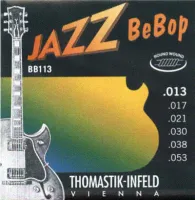 Electric guitar string set Thomastik Jazz BeBop BB113 - Струны для джазовой полуакустической гитары с круглой никелевой обмоткой басов и стальными верхами, толщина .013-053"