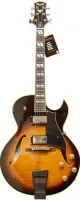Archtop guitar Peerless GigMaster Jazz SB - 16-inch archtop with laminated flamed maple top and laminated maple body. 628 mm scale, rosewood Tun-O-Matic bridge and two Epiphone '57 humbuckers. Vintage Sunburst.