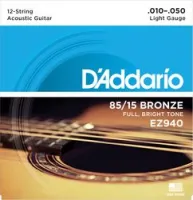 D`addario ez-940  струны для двенадцатиструнной гитары, бронза 85/15, light 10-50