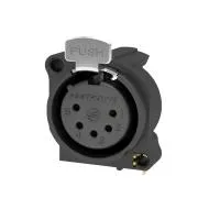 Seetronic SCBDF5-V- Панельный разъем XLR 5-pin (розетка) с фланцем типа A на вертикальную печатную плату, под пайку, заземления с корпусом и заземлением панели
