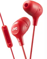 Headphones with mic JVC HA-FX38M-R - Phone headset for iPhone, iPad and Android with in-ear headphones with ear-cushion shaping effect and 10 mm driver. Red color