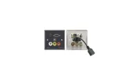 Настеннная панель Kramer Electronics [WAV-6UBA/EU/GB(G)] с проходными разъемами для VGA (розетки HD-15), USB (розетки А-А), композитного видео (розетки RCA) и стерео аудио (розетки RCA + 3,5-мм розетки). Цвет серый.