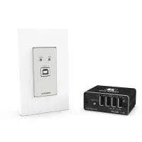 Kramer [wp-2ut/r-kit] передатчик и приемник сигналов usb 2.0 и rs−232 по витой паре hdbaset, исполнение передатчика в виде настеноой панели американского типоразмера; поддержка poc, цвет белый