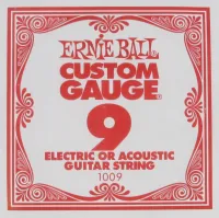 ERNIE BALL 1009 .009 Plain Steel Electric or Acoustic Guitar Strings 6 Pack