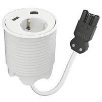 Kondator 935-PD12W-GST- Встраиваемая розетка с тремя уровнями установки для монтажа в стол со встроенными разъемами 1xRJ45, 1xUSB, цвет белый