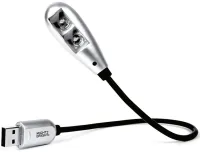 85682-000-63 светильник для ноутбуков, разъем USB, 2 светодиода, "гусь", вес 0,04 кг, корпус пластик серебристый, Konig&Meyer