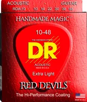 DR RDA-10 - струны для акустической гитары, Калибр: 10-48, Серия: RED DEVILS™, Обмотка: посеребрёная медь, Покрытие: есть