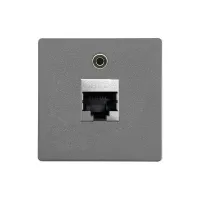 ABL 2T0210DA- Сдвоенный модуль подключения IMP с разъемами 1xRJ45 Cat6A и 1x проходной miniJack 3,5 мм, серый