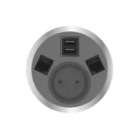 ABL 2F22F1F5- Встраиваемая розетка серии Port El с 2xUSB-A и 2xRJ45 Cat6A, серая (2F220120)