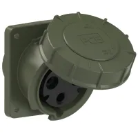 PCE Розетка встраиваемая наклонная 63А/230V/1P+N+E/IP67, фланец 100x112, бронзово-зелёный 433-6.u