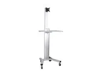 ErgoFount KFT 1601-N Silver- 
			Напольная мобильная стойка для монитора диагональю 10–24" и полками, нагрузка до 65 кг, серебристая