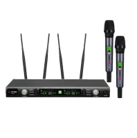 VOLTA US-102 with aluminuim case (572-611.8 MHz) Микрофонная 100-канальная радиосистема с двумя ручными динамическими микрофонами UHF диапазона (572-611MHz). PLL-synthes, LCD-дисплей, True Diversity, 1 U 19" рэк. 1pcs in box: 500x344x72 mm, 5 pcs in box: 