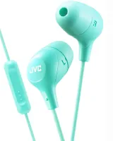 Headphones with mic JVC HA-FX38M-G - Phone headset for iPhone, iPad and Android with in-ear headphones with ear-cushion shaping effect and 10 mm driver. Green color