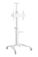 Стойка digis dsm-p764c мобильная для тв 37"-70" до 70 кг, vesa до 600x400мм, алюминий, белая, безынструментальный наклон -12°/+5°, регулировка высоты тв и полок для камеры и источников, поворот в портретное положение (90°)