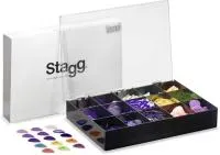 STAGG PBOX10 - Комплект медиаторов из 1080 штук: 432 шт. Nylon Standard = 72 шт. по 0,46 мм, 72 шт. по 0,58 мм, 72 шт. по 0,71 мм, 72 шт. по 0,84 мм, 72 шт. по 0,96 мм, 72 шт. по 1,21 мм; 432 шт. Classic Elliptic = 72 шт. по 0,46 мм, 72 шт. по 0,58 мм, 72
