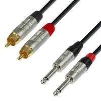 Adam hall k4 tpc 0060 - кабель аудио, rean 2 x rca (m) - 2 х trs (jack) mono 6.3 mm, 0.22 мм2, 0.6 м