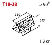 ИМЛАЙТ T18-38 Стыковочный узел для 3-х ферм под 90 градусов, d28х2 \ d16х2мм. Крепежный размер 100мм, М8.