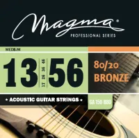 Magma Strings GA150B80 - Струны для акустической гитары 13-56, Серия: Bronze 80-20, Обмотка: круглая, бронзовый сплав 80/20, Натяжение: Medium.