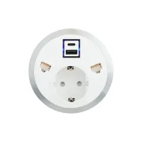 ABL 2F21F1A5- Встраиваемая розетка серии Port El с 1xUSB-A, 1xUSB-C и 2xRJ45 Cat6A, белая (2F210105)