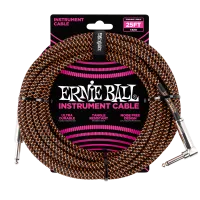 Ernie Ball 6064 кабель инструментальный, прямой / угловой джеки, 7,62м, цвет чёрный с оранжевым