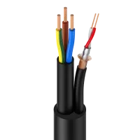 ROXTONE PSC010/100 Black Кабель комбинированный на катушке 3x1.5 mm² + 2x0.22mm,  AWG: 24, D: 15мм,  Экранирование: 100%, 200м.