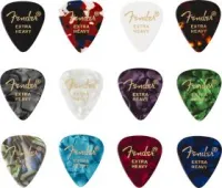 FENDER 351 Shape Celluloid Medley Extra Heavy (12) медиаторы, супер жесткие, набор из 12 шт