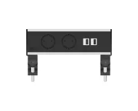 ABL 2A20F2F3- Настольная розеточная станция серии Flexi с 2 розетками и 2xUSB-A, черная с серебристым (2A200216)