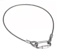 GSS-04S600 (Screw hook) Страховочный трос, диаметр 4 мм, длина 600 мм, макс. нагрузка 500 кг, карабин 6 мм с замком, нержавеющая сталь, Lexor