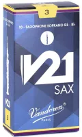 Soprano saxophone reeds Vandoren V21 SR803 - V21 soprano saxophone reed with thicker heel and articulated heart with strength 3. Price per pack of 10 pieces