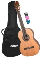 CASCHA HH 2138 EN классическая гитара 4/4 (в комплекте - чехол, медиаторы, тюнер, самоучитель)