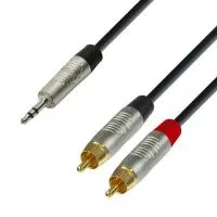 Adam hall k4ywcc0300 - кабель аудио rean trs 3.5 mm stereo - 2 x rca (m), 2 x 0.22 мм2, 3.0 м, черный