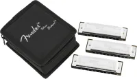 FENDER Blues Deluxe Harmonica Pack of 3 with Case губная гармоника, набор из 3 шт с кейсом