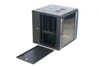 Настенный шкаф Wize Pro [W12UR ] 19", 12U, 600х600 мм, передняя дверь стеклянная, задняя дверь - металл, откидная, монтаж на стену, рэковые гайки: 10 шт, макс. вес нагрузки 60 кг, сталь, черный, установка на ножки (опционально)