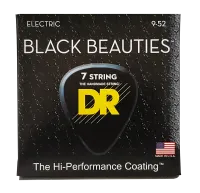 DR BKE7-9 - струны для 7-струнной электрогитары, Калибр: 9-52, Серия: BLACK BEAUTIES™, Обмотка: никелированая сталь, Покрытие: есть