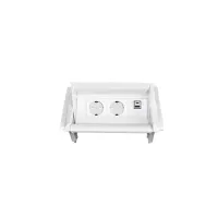 ABL 2F010209- Встраиваемая розеточная станция серии Aero Flip с 2 розетками, 1xUSB-A, 1xUSB-C, белая