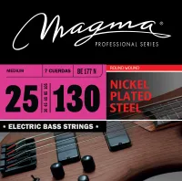 Magma Strings BE177N - Струны для 7-струнной бас-гитары 25-130, Серия: Nickel Plated Steel, Обмотка: круглая, никелированая сталь, Натяжение: Medium.