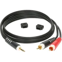 Klotz ay7-0200  коммутационный кабель мини jack 3,5 стерео/ 2 х rca, 2 м, черный, разъем klotz