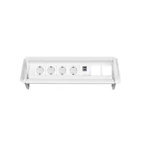 ABL 2F0WF4F5- Встраиваемая розеточная станция серии Aero Flip с 4 розетками, 2xUSB-A и 2 слотами для IMP, белая (2F010422)