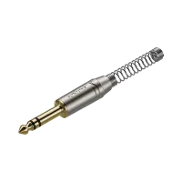 ROXTONE RJ3PP-NG Разъем  jack  1/4" стерео с пружиной, размер 118,4*14мм, макс. диаметр кабеля с пружиной 7мм, без пружины: 8,5mm, Цвет: серебро, поставляется в индивидуальном блистере, по 20 блистеров в коробке, по 20 коробок в упаковке. всего 400штук в 