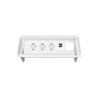 ABL 2F010321- Встраиваемая розеточная станция серии Aero Flip с 3 розетками, 2xUSB-A и 1 слот для IMP, белая