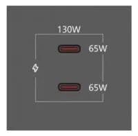 Kramer MC-2C130W(B), Зарядное устройство с двумя разъемами USB-C, суммарно 130 Вт, цвет черный