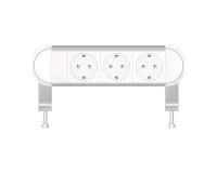 ABL 2A010306- Настольная розеточная станция серии Chroma с 3 розетками, белая с серебристым