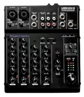 ART USB MIX 6 - 6-ти канальный микшер; Входы: 2x XLR/?TRS Jack, 2x? TRS Jack, 2хRCA, 2хRCA Aux Loop In. Выходы: 2x? TRS Jack (Main Mix), ?TRS Jack выход на наушники, RCA Loop Out (L and R). фантомное питание +48 В, процессор эффектов.